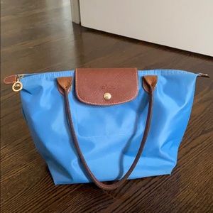 Blue longchamp shoulder tote